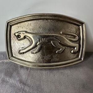 Vintage Silver Tone Raised Panther Belt Buckle Cougar Big Cat Jaguar Metal